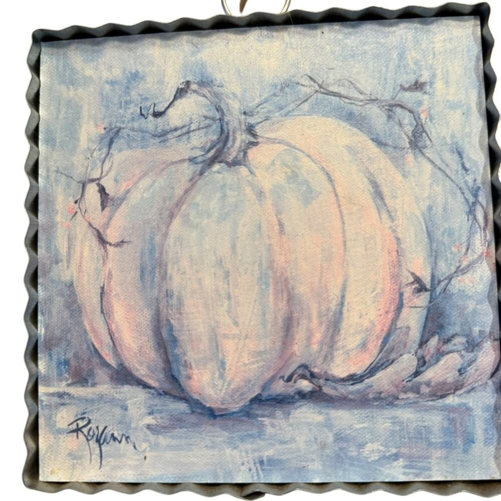 Round Top Pastel Pumpkin Wall Art 6 x 6” - Picture 2 of 4